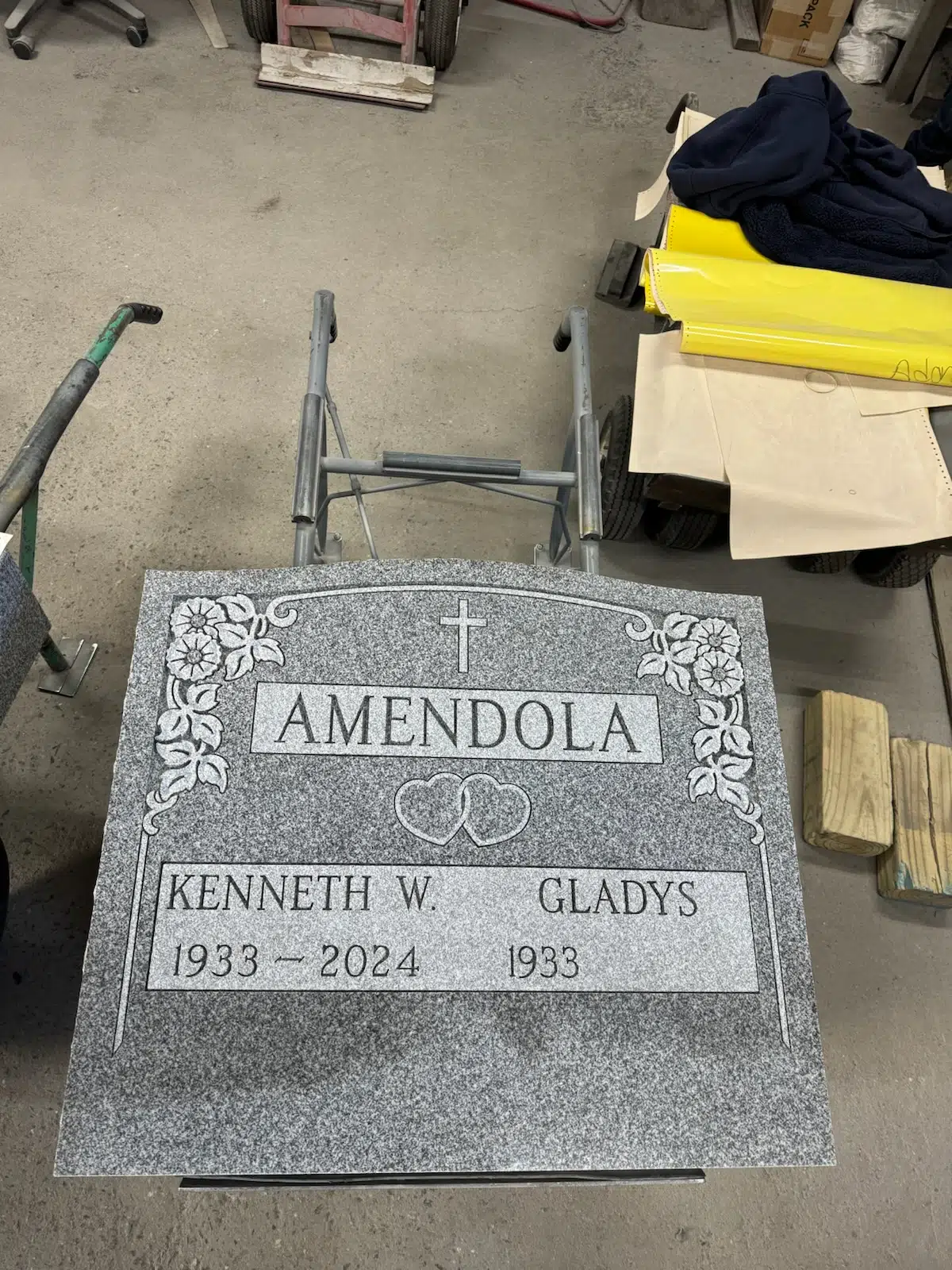 Granite Flat Headstone / Marker hand-carved by Flat Marker Guide in NJ — image 2